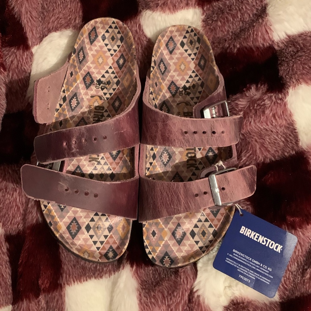 Birkenstocks Arizona Lavender Blush Distressed Sandal Narrow Fit